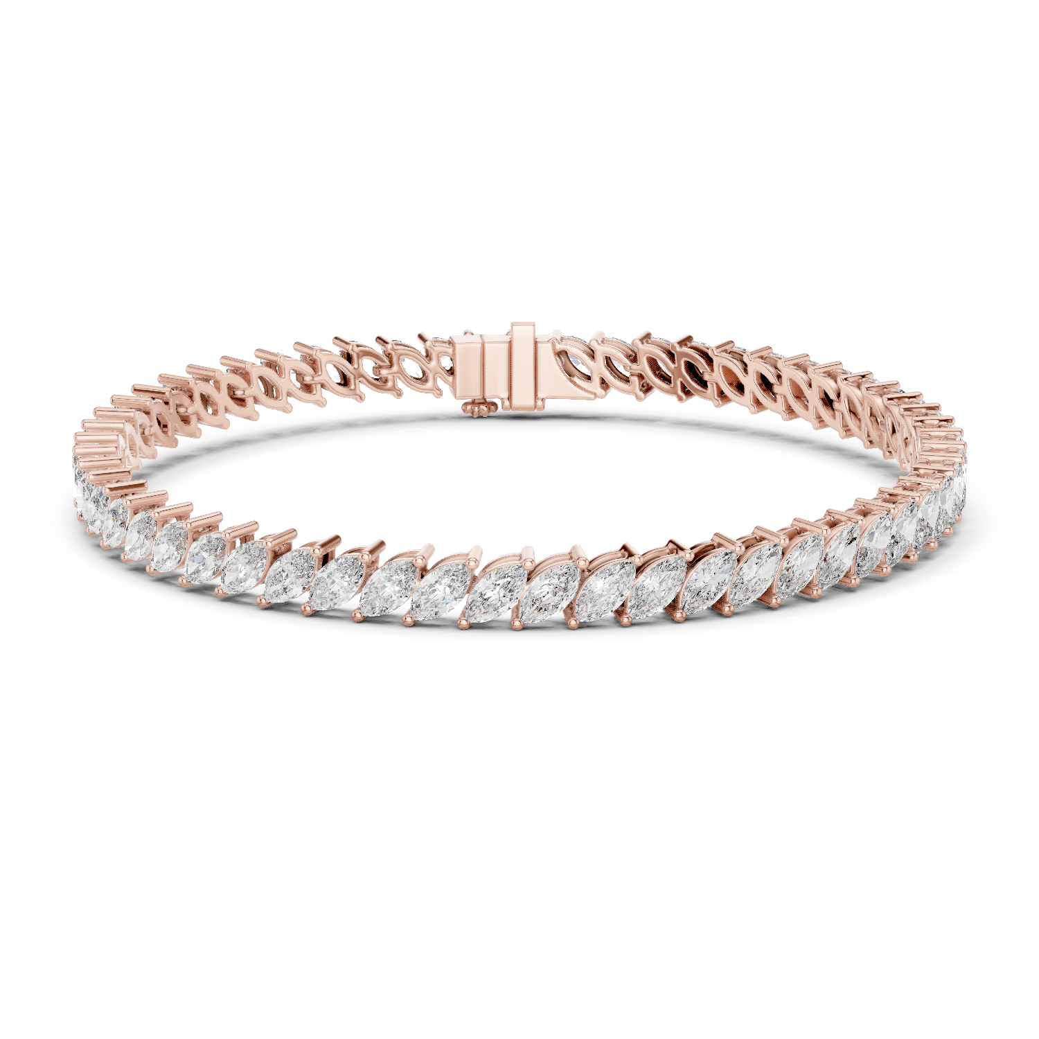 14K Solid Gold Lab Diamond Bracelet, Rose Gold