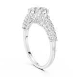 14K Solid Gold Lab Diamond Cluster Ring, White Gold, view 1