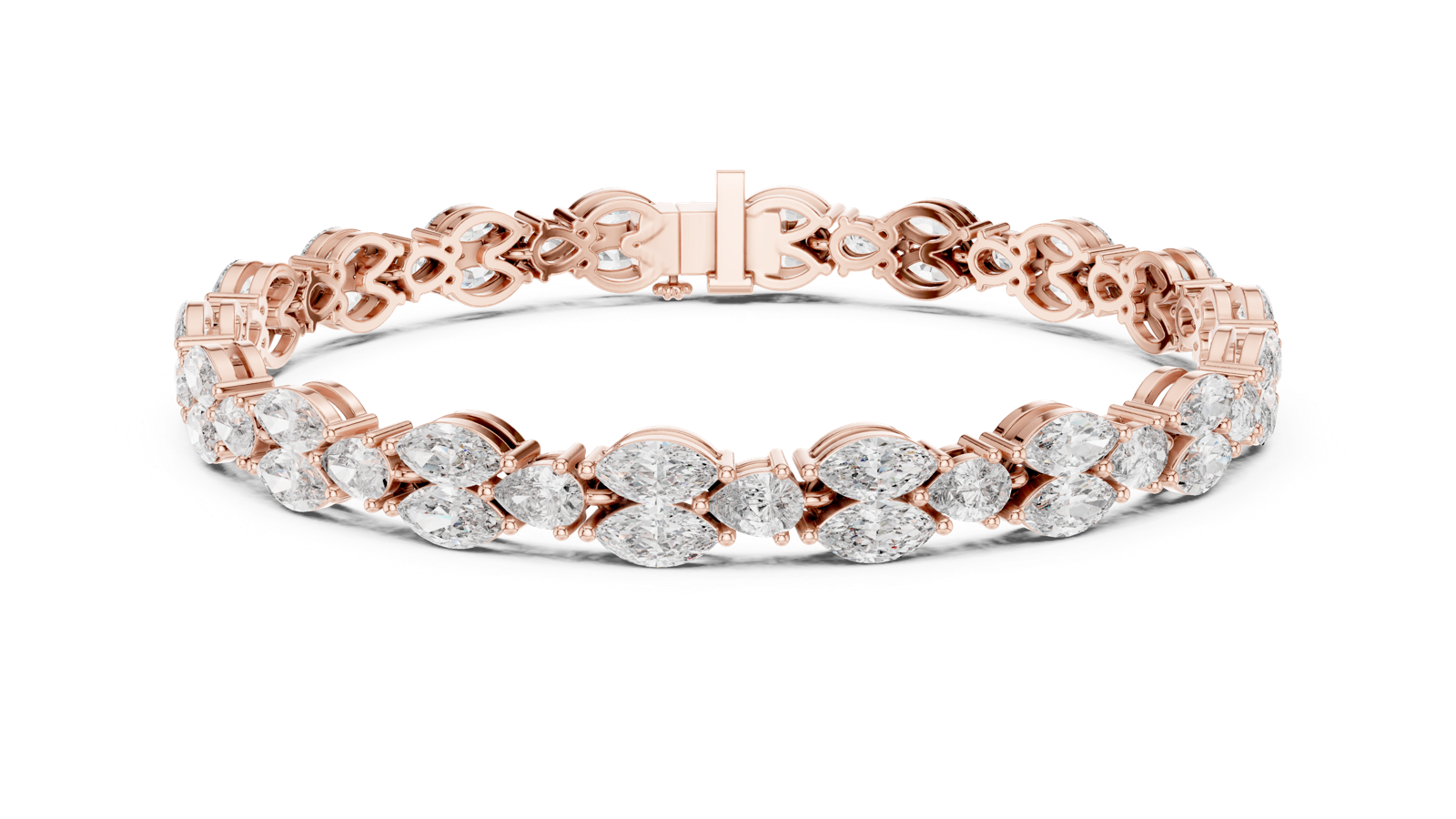 14K Solid Gold Lab Diamond Bracelet, Rose Gold, view 4