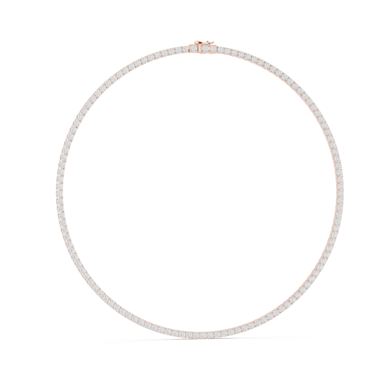 14K Solid Gold Lab Diamond Tennis Necklace, Rose Gold, view 1