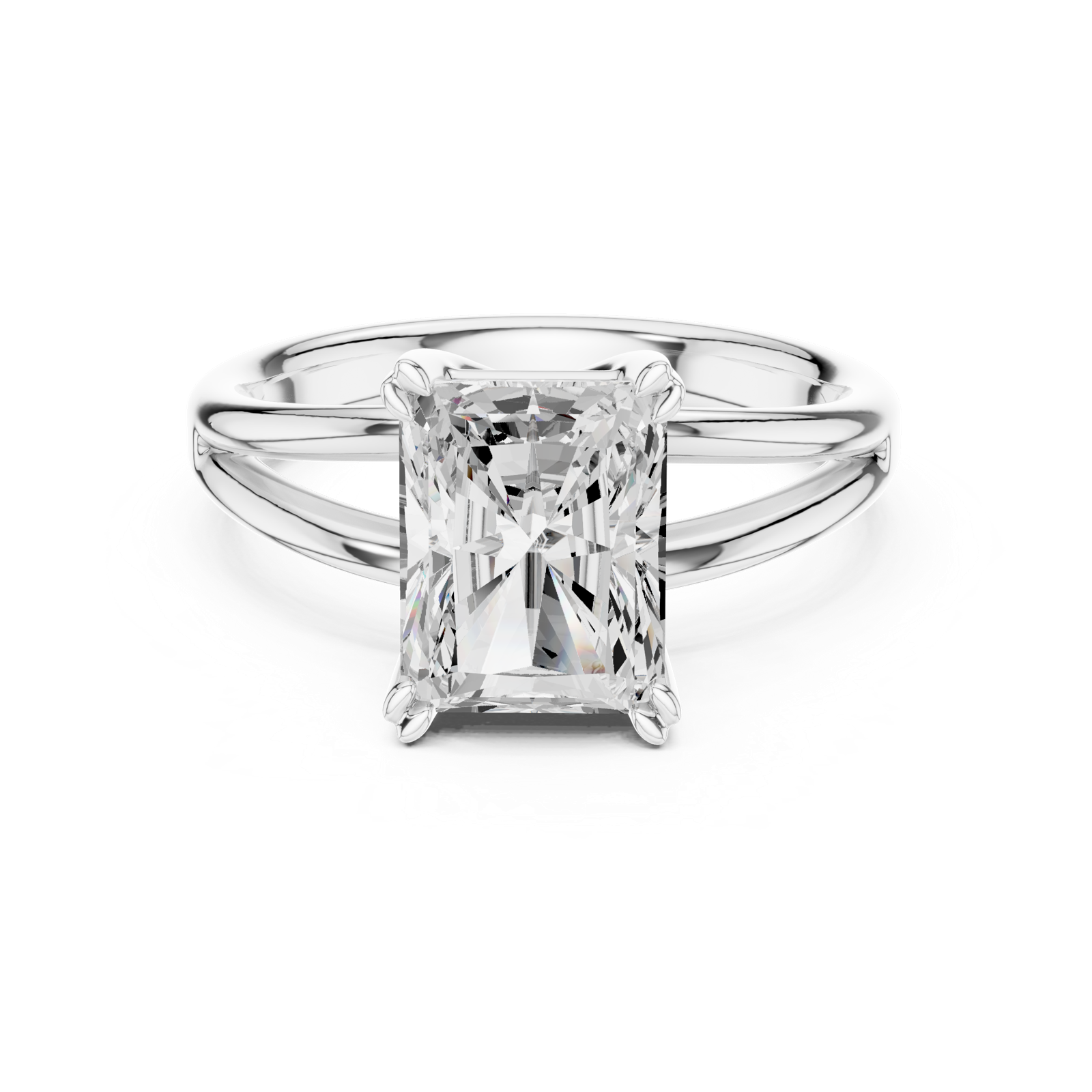 Gold Jewelry L36-7, Radiant center stone, White Gold, view 4