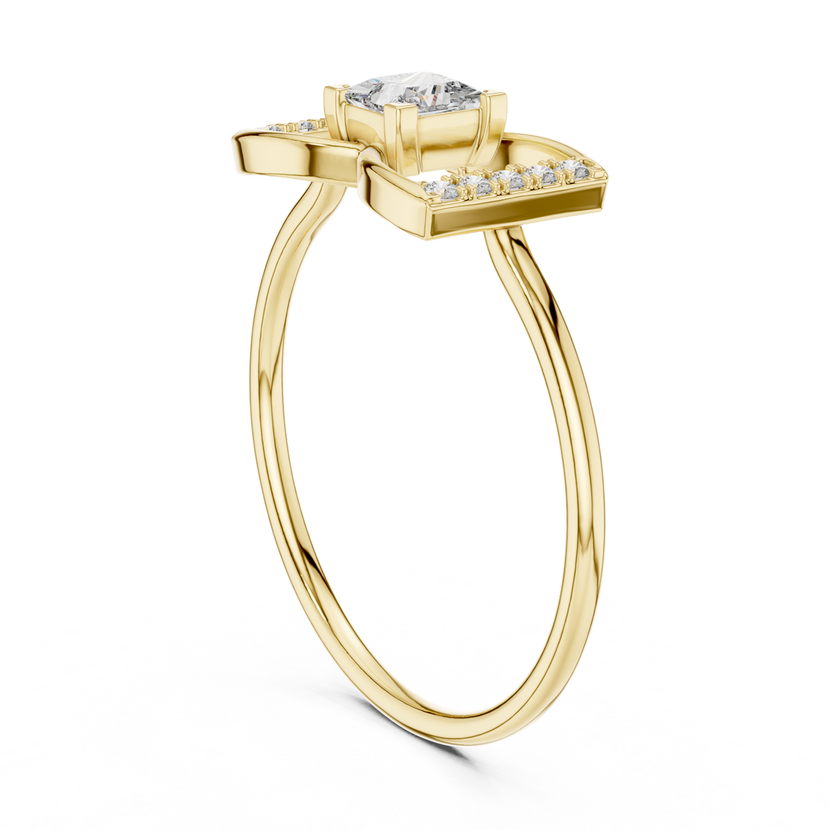 14K Solid Gold Lab Diamond Twist Ring, Yellow Gold, view 1