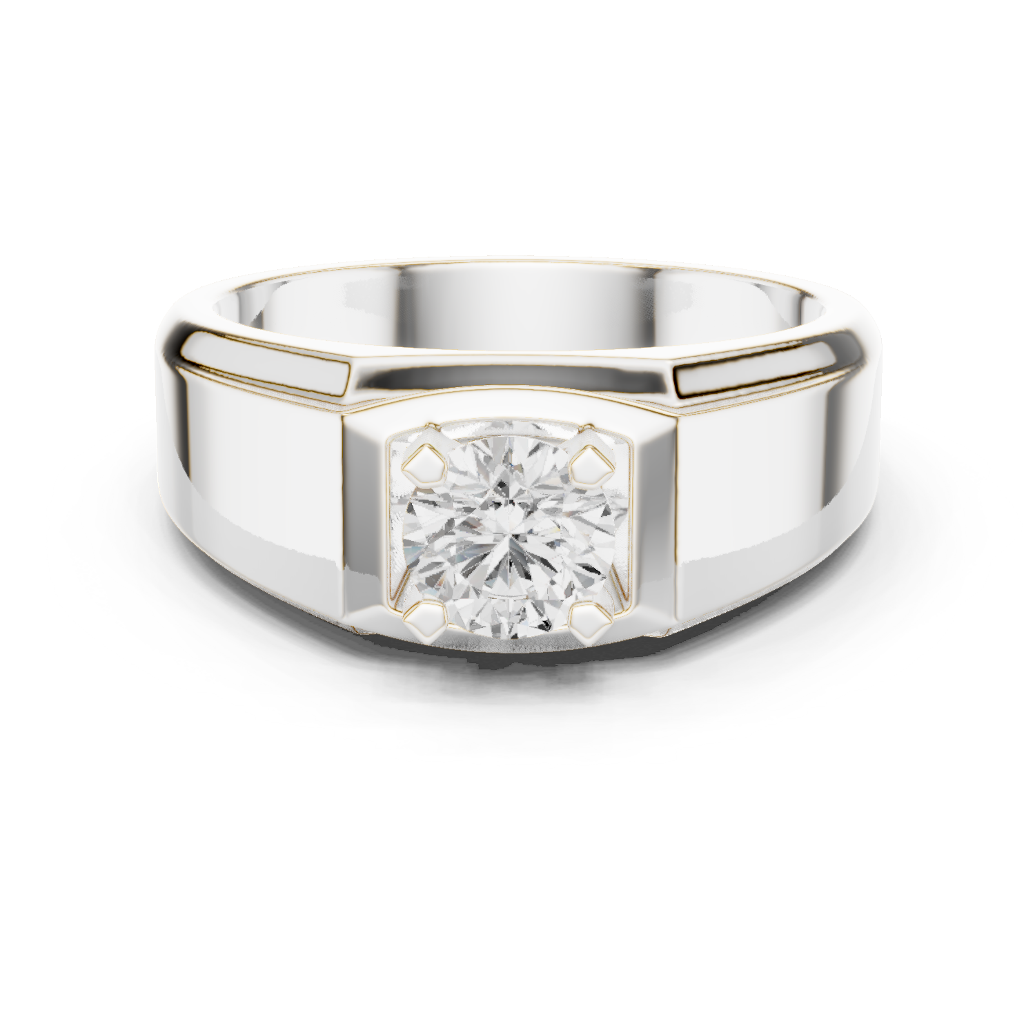 14K Solid Gold Lab Diamond Solitaire Ring, White Gold