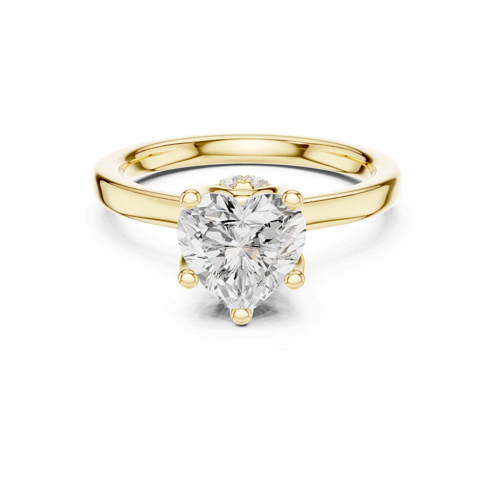 Gold Ring DDLR-176, Heart center stone, Yellow Gold, view 4