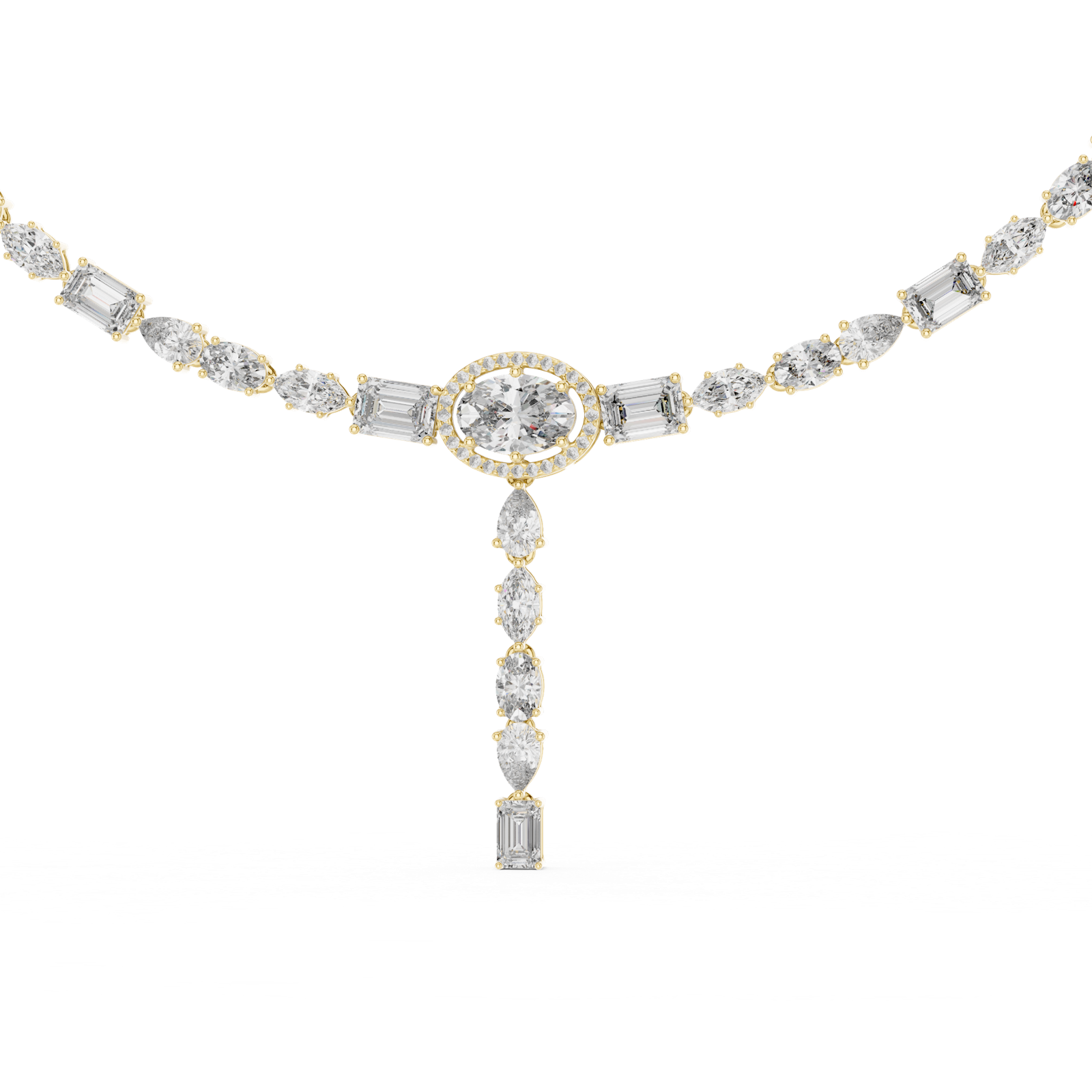 14K Solid Gold Lab Diamond Tennis Necklace, Yellow Gold, view 4