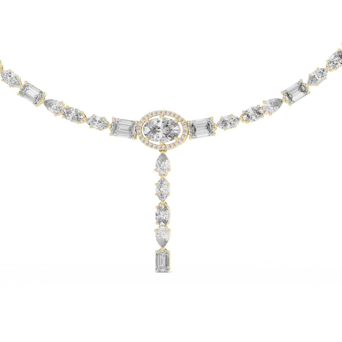 14K Solid Gold Lab Diamond Tennis Necklace, Yellow Gold, view 4