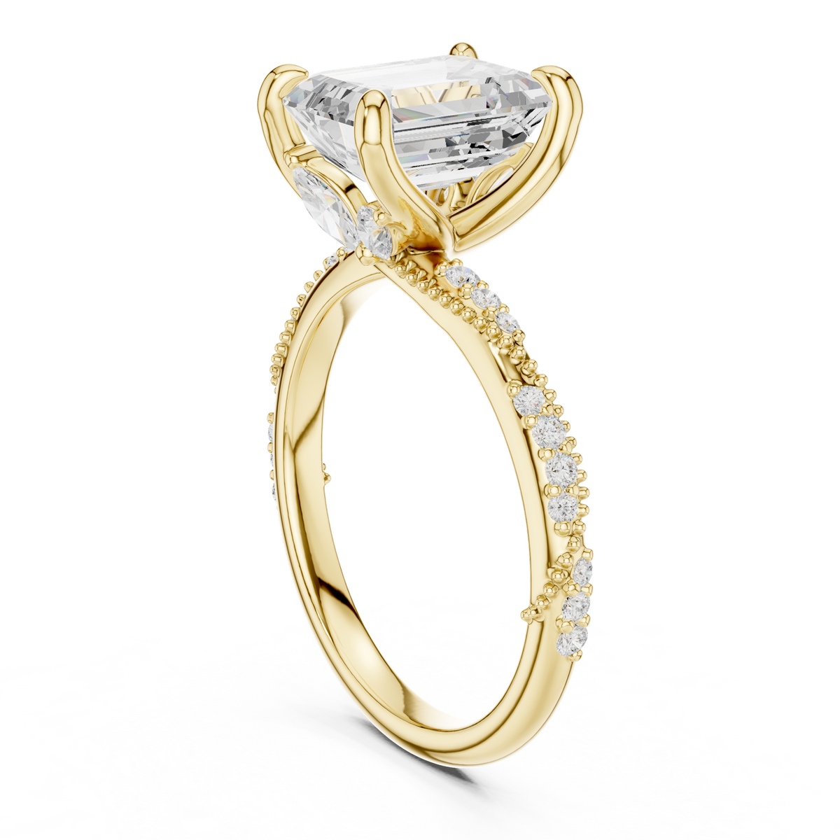 14K Solid Gold Lab Diamond Solitaire Ring, Yellow Gold, view 1