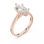 Gold Ring DDLR-163, Marquise center stone, Rose Gold, view 2