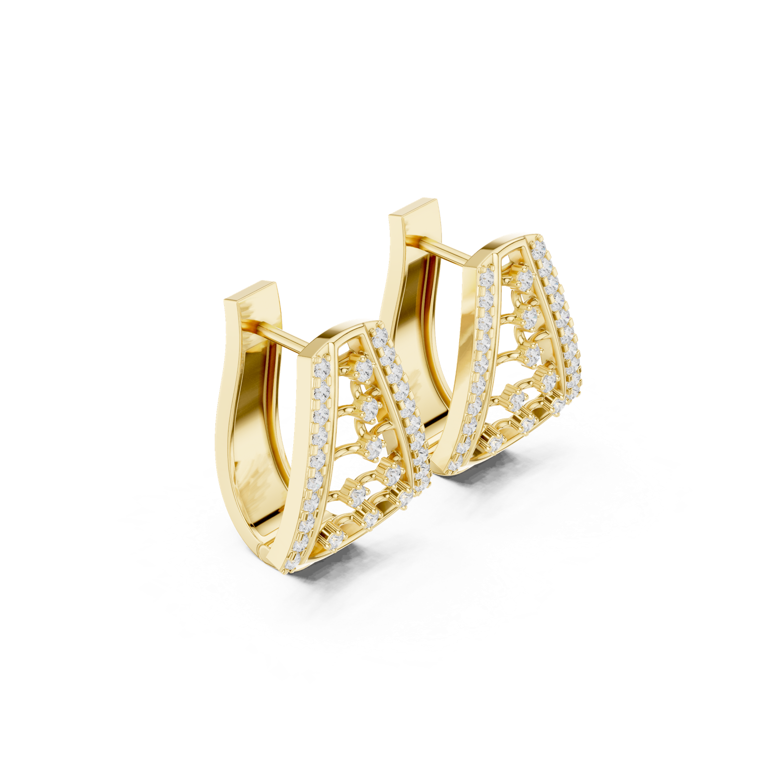 14K Solid Gold Lab Diamond Cluster Earrings, Yellow Gold, view 1