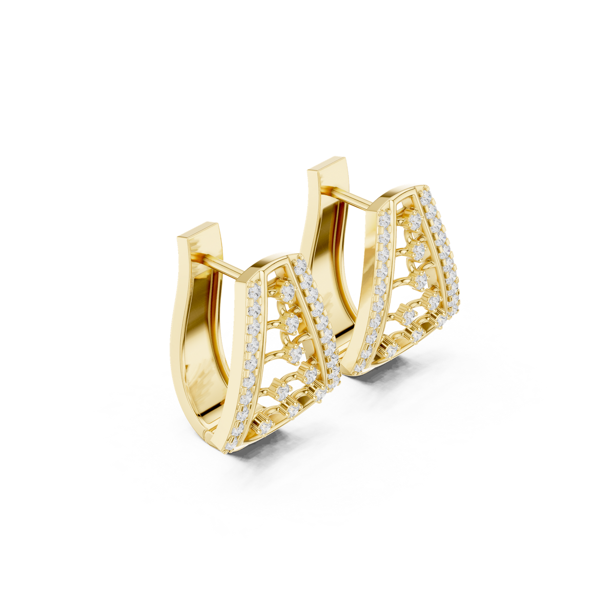 14K Solid Gold Lab Diamond Cluster Earrings, Yellow Gold, view 1