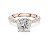 Gold Ring, Cushion center stone, Rose Gold, view 4