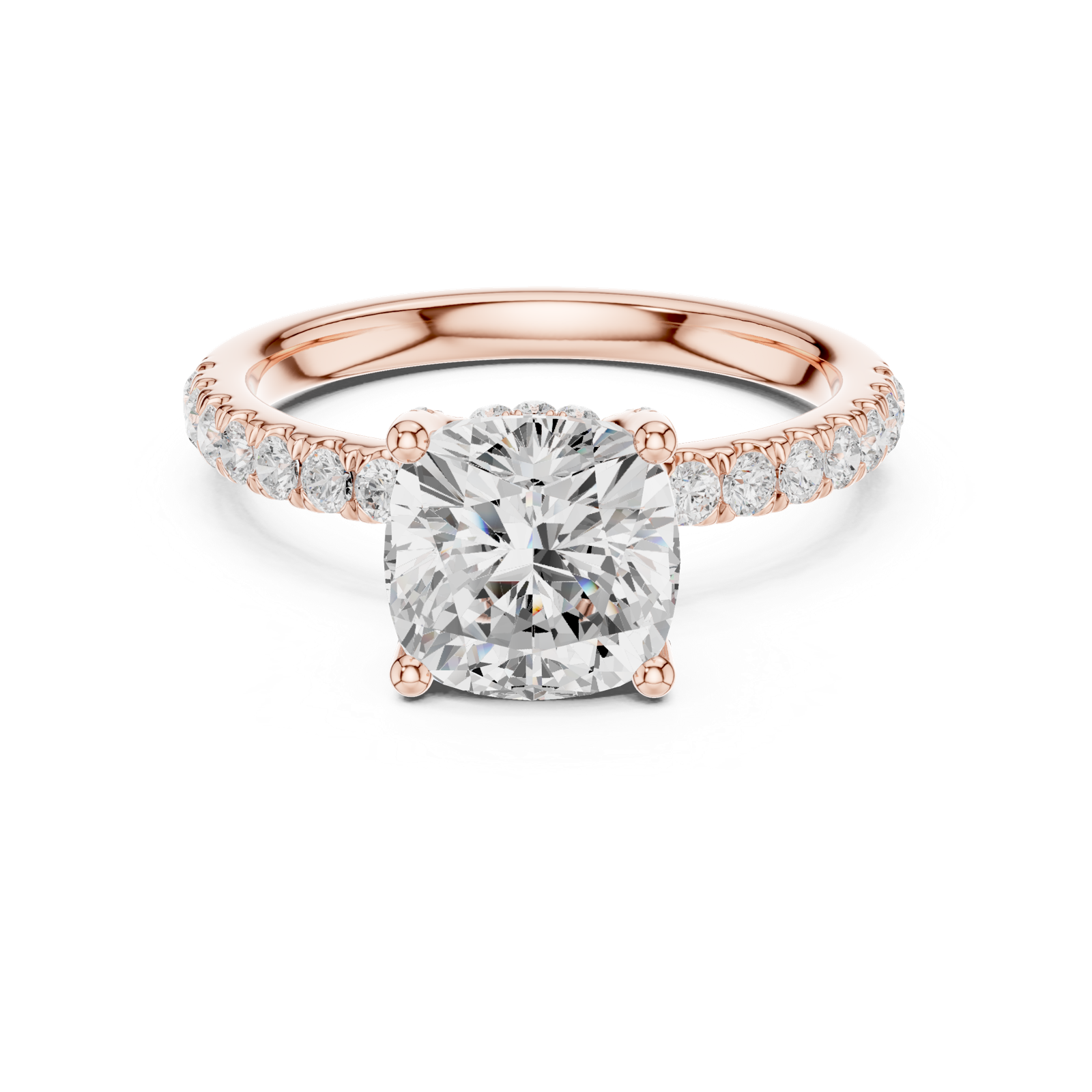 Gold Ring, Cushion center stone, Rose Gold, view 4
