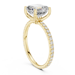 Gold Jewelry, Asscher center stone, Yellow Gold, view 1