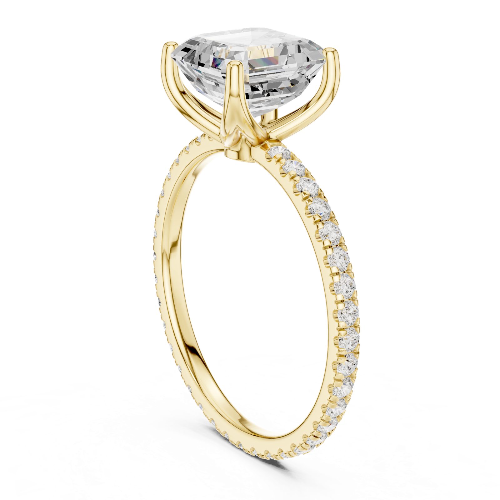 Gold Jewelry, Asscher center stone, Yellow Gold, view 1