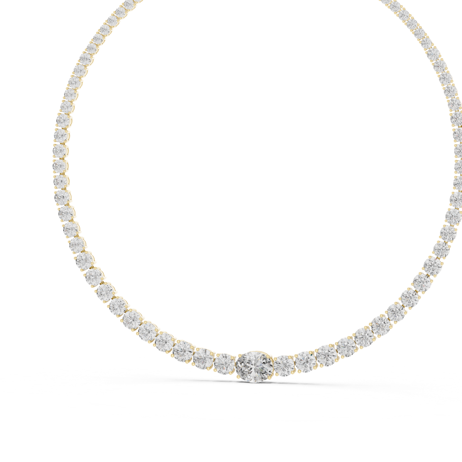 14K Solid Gold Lab Diamond Tennis Necklace, Yellow Gold, view 2