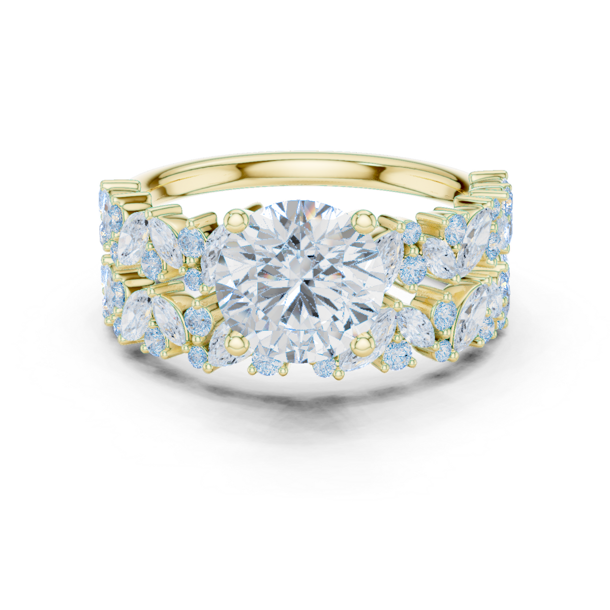 14K Solid Gold Lab Diamond Solitaire Ring, Yellow Gold