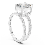 Gold Jewelry, Asscher center stone, White Gold, view 1