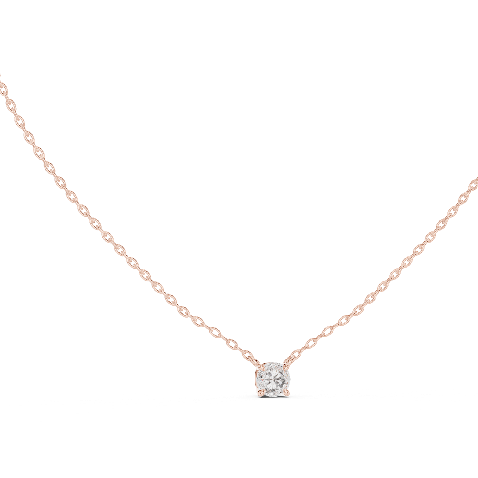 14K Solid Gold Lab Diamond Solitaire Pendant Necklace, Rose Gold, view 1