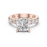 Gold Jewelry, Cushion center stone, Rose Gold