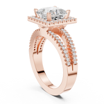 Gold Ring DDLR-350, Princess center stone, Rose Gold, view 1