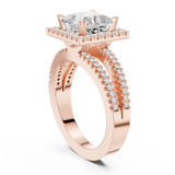 Gold Ring DDLR-350, Princess center stone, Rose Gold, view 1