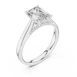 Gold Jewelry, Emerald center stone, White Gold, view 2
