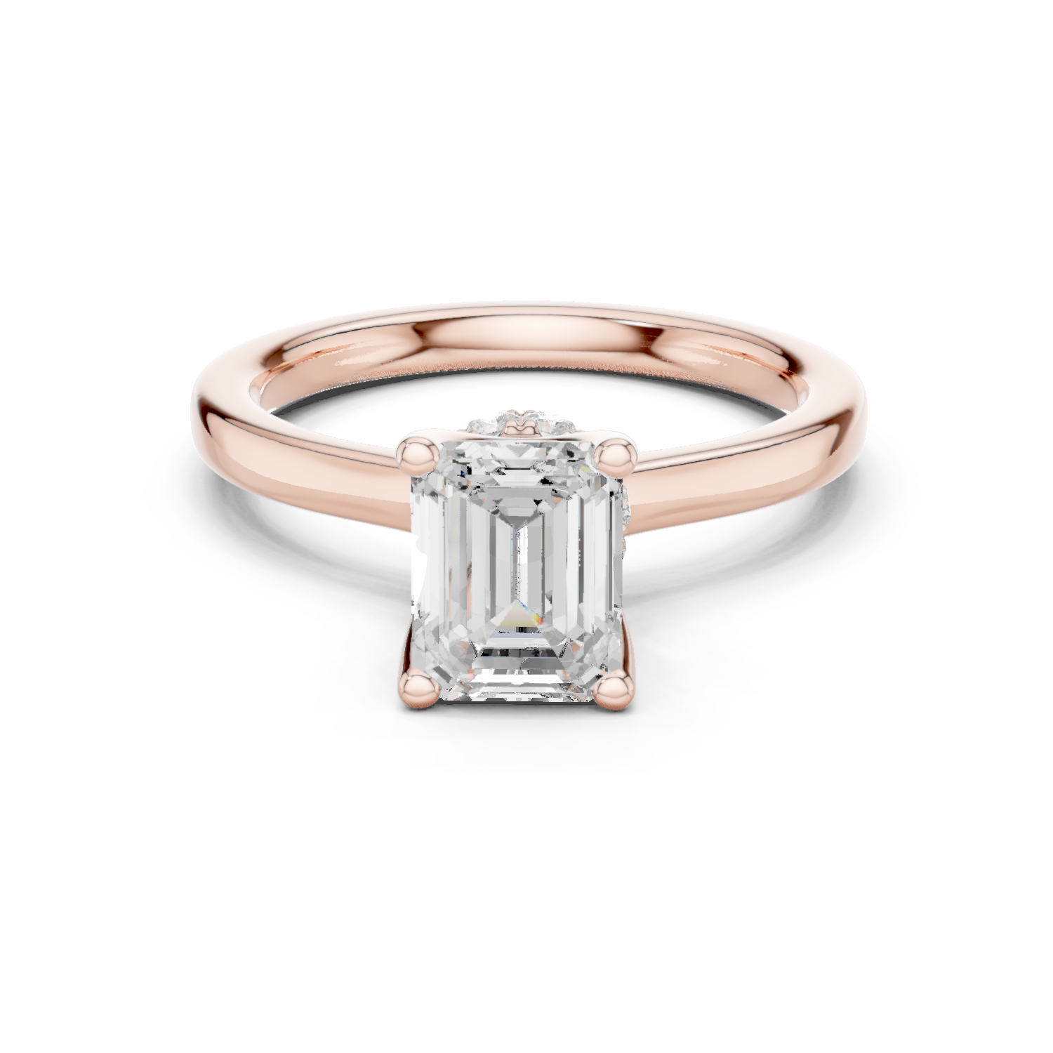 Gold Ring DDLR-176, Emerald center stone, Rose Gold