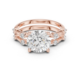 Gold Ring DDLR-441, Round center stone, Rose Gold
