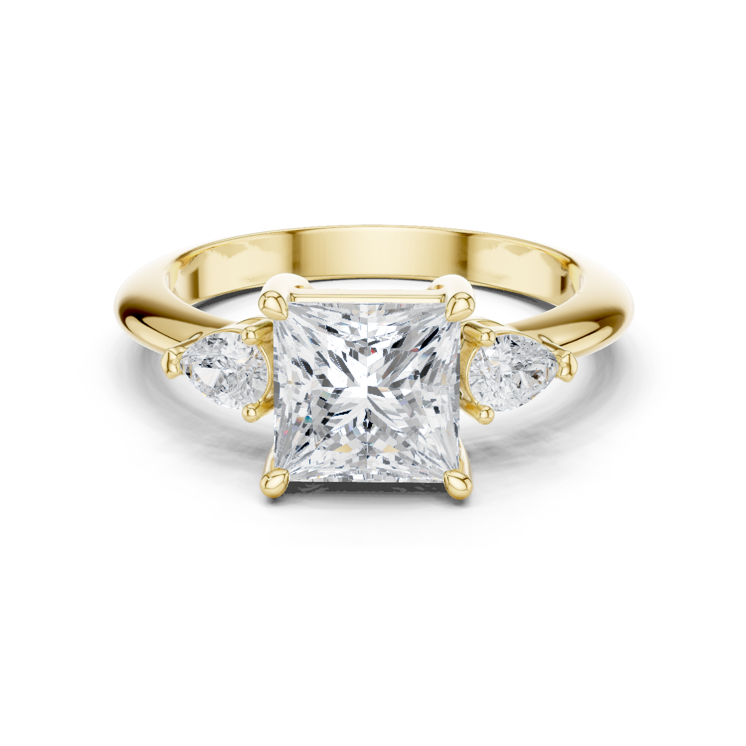 Gold Jewelry L35-66, Princess center stone, Yellow Gold