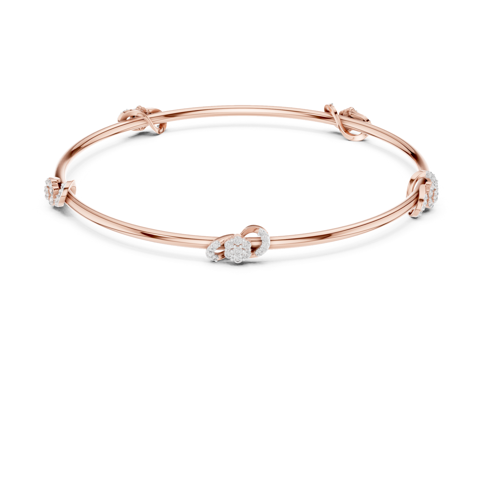 14K Solid Gold Lab Diamond Bracelet, Rose Gold