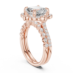 Gold Ring, Asscher center stone, Rose Gold, view 1