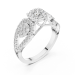 14K Solid Gold Lab Diamond Three-Stone Ring, White Gold, view 2