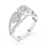 14K Solid Gold Lab Diamond Three-Stone Ring, White Gold, view 2