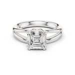 Gold Jewelry L36-7, Asscher center stone, White Gold