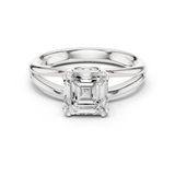 Gold Jewelry L36-7, Asscher center stone, White Gold