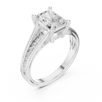 Gold Ring DDLR-253, Radiant center stone, White Gold, view 2