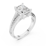 Gold Ring DDLR-253, Radiant center stone, White Gold, view 2