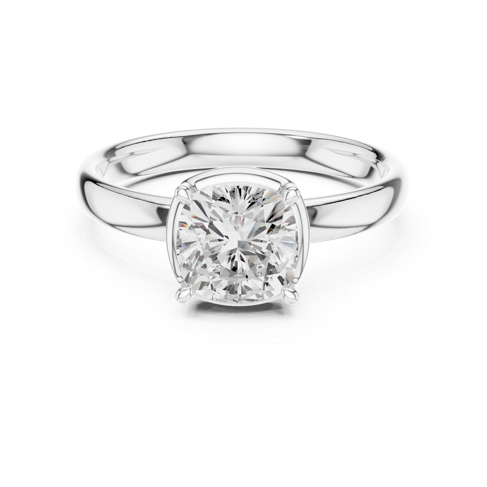 Gold Jewelry, Cushion center stone, White Gold, view 4