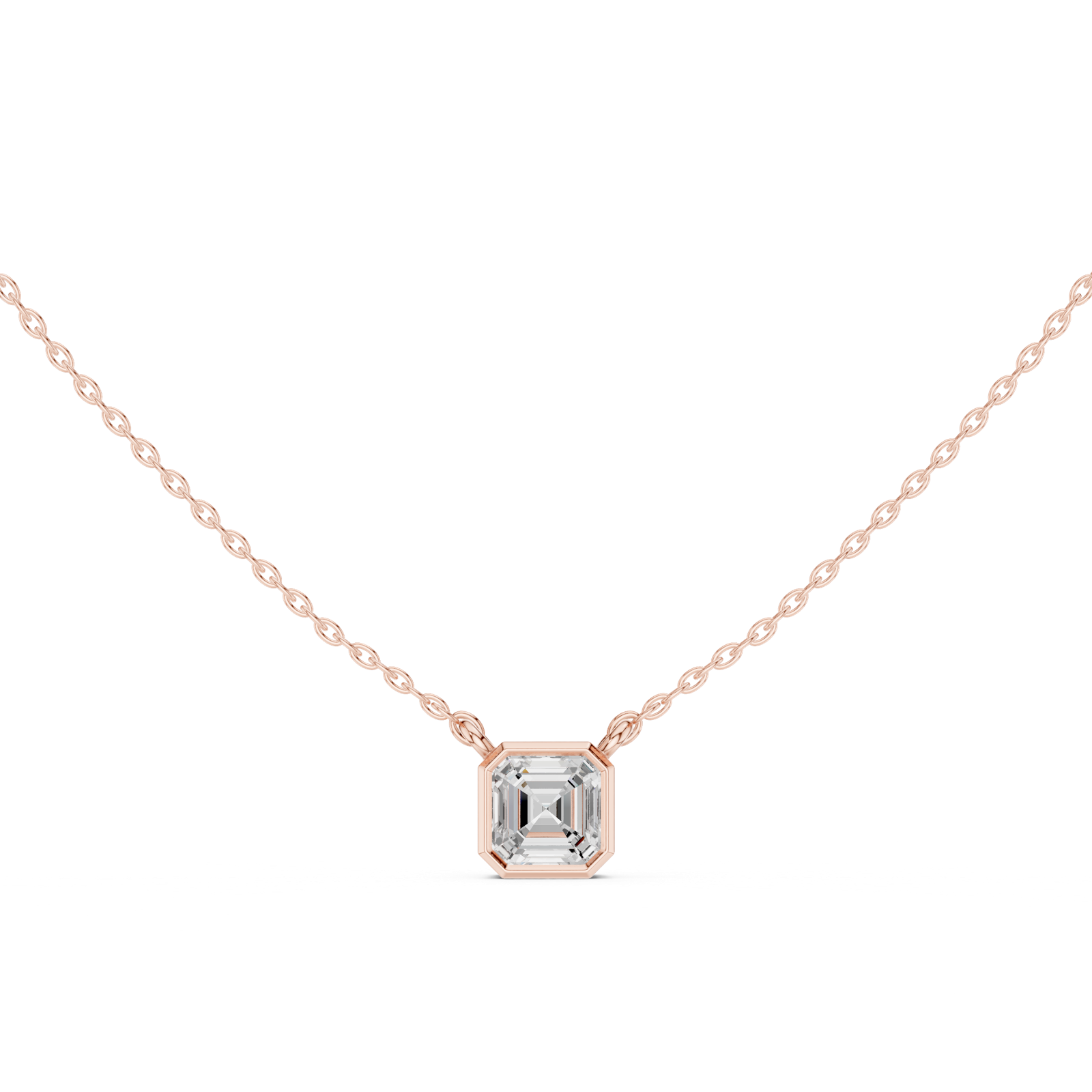 Gold Jewelry, Asscher center stone, Rose Gold, view 4