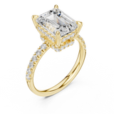 Gold Ring, Emerald center stone, Yellow Gold, view 2