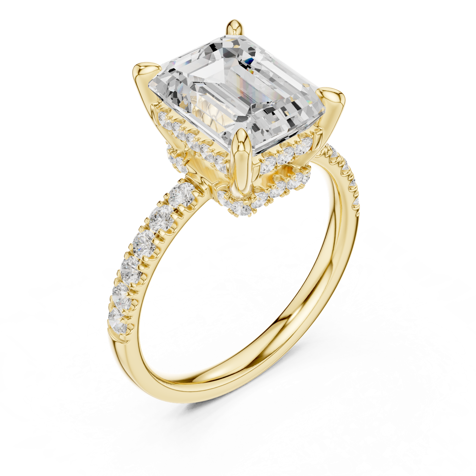 Gold Ring, Emerald center stone, Yellow Gold, view 2