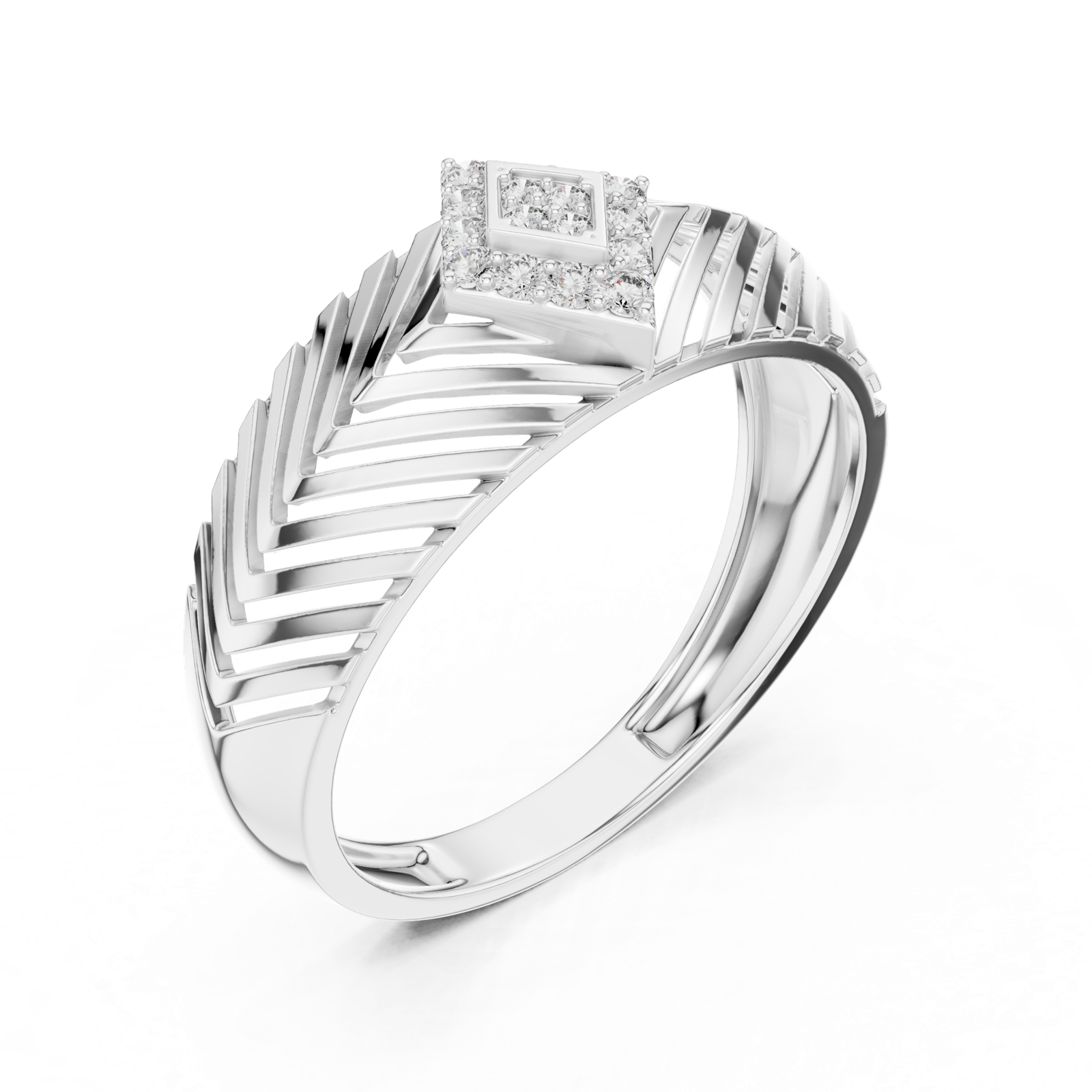 Gold Ring LR-01 (23), White Gold, view 2