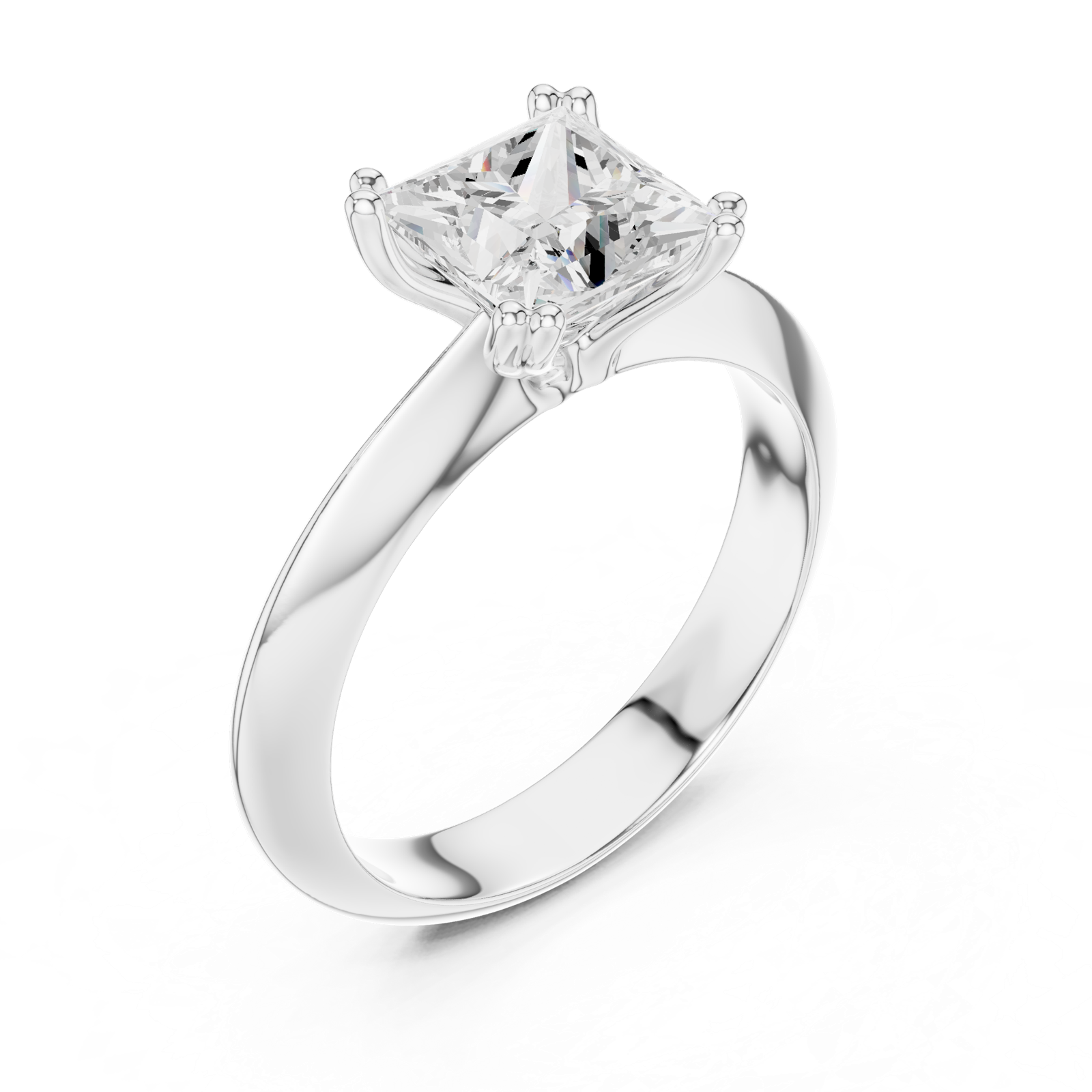 Gold Jewelry L36-8, Princess center stone, White Gold, view 2