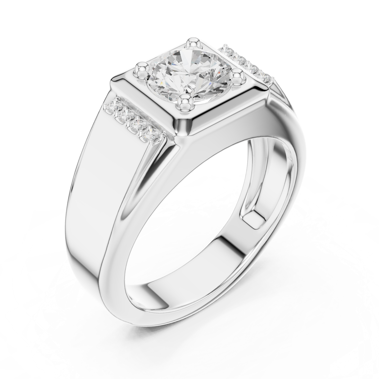 Gold Ring SBMR(47), White Gold, view 2