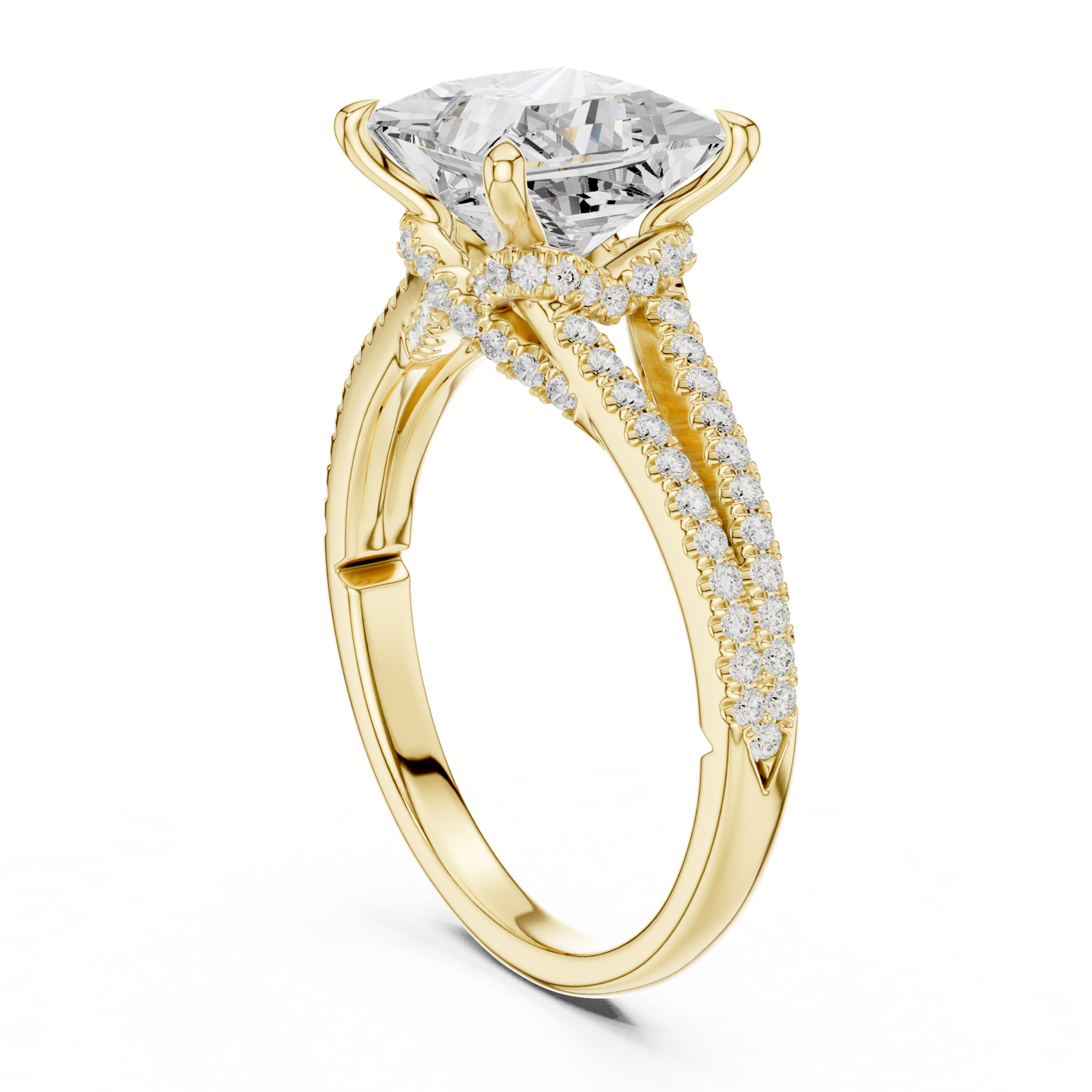 Gold Ring DDLR-252, Princess center stone, Yellow Gold, view 1