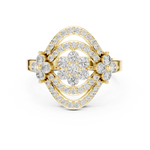 14K Solid Gold Lab Diamond Halo Ring, Yellow Gold