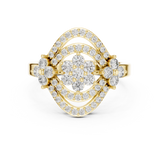 14K Solid Gold Lab Diamond Halo Ring, Yellow Gold