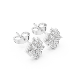 14K Solid Gold Lab Diamond Cluster Earrings, White Gold, view 2