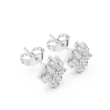 14K Solid Gold Lab Diamond Cluster Earrings, White Gold, view 2