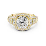 Gold Ring, Cushion center stone, Yellow Gold, view 4